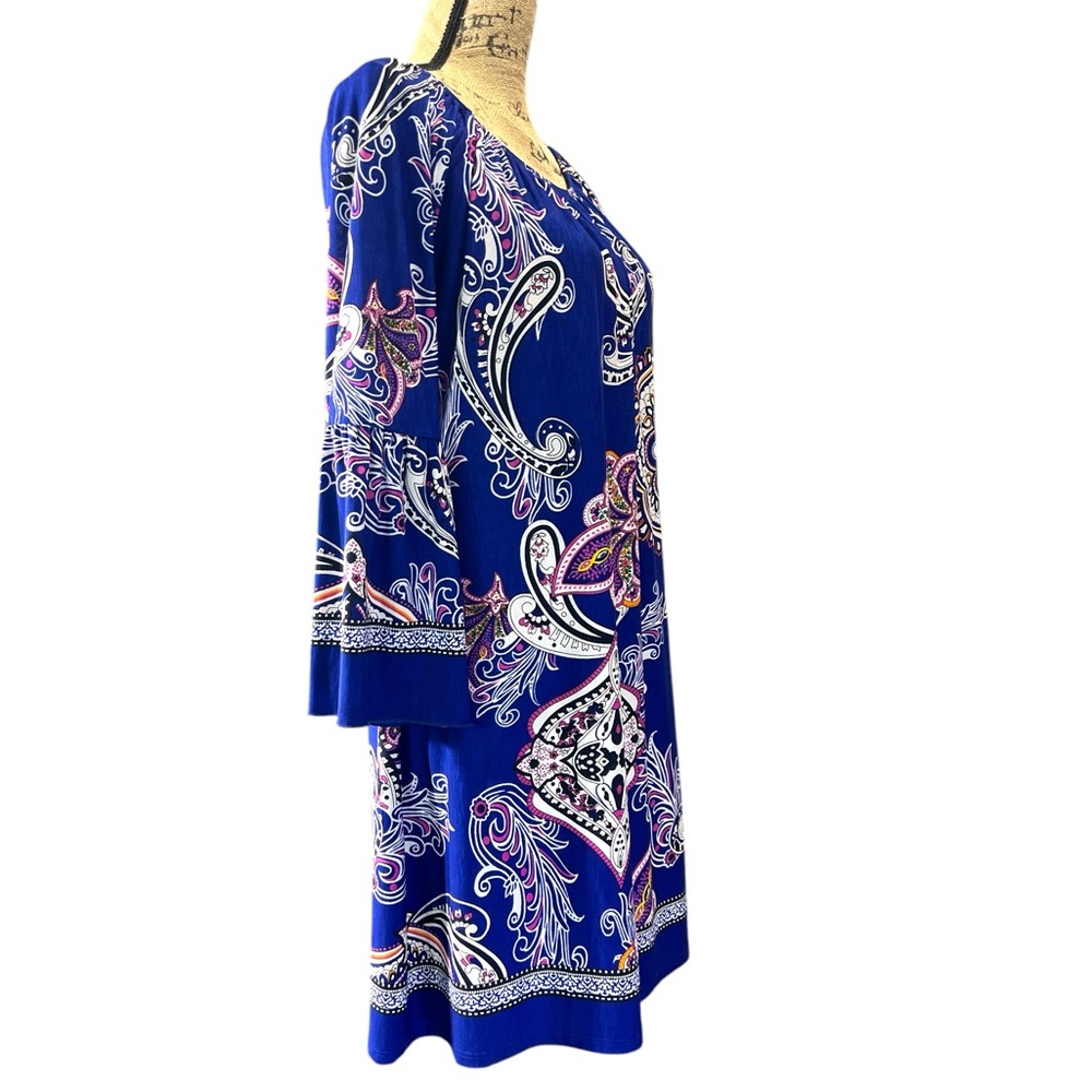 2 B Together EC dress featuring a blue paisley pattern with pink & white accents - Picture 3 of 6